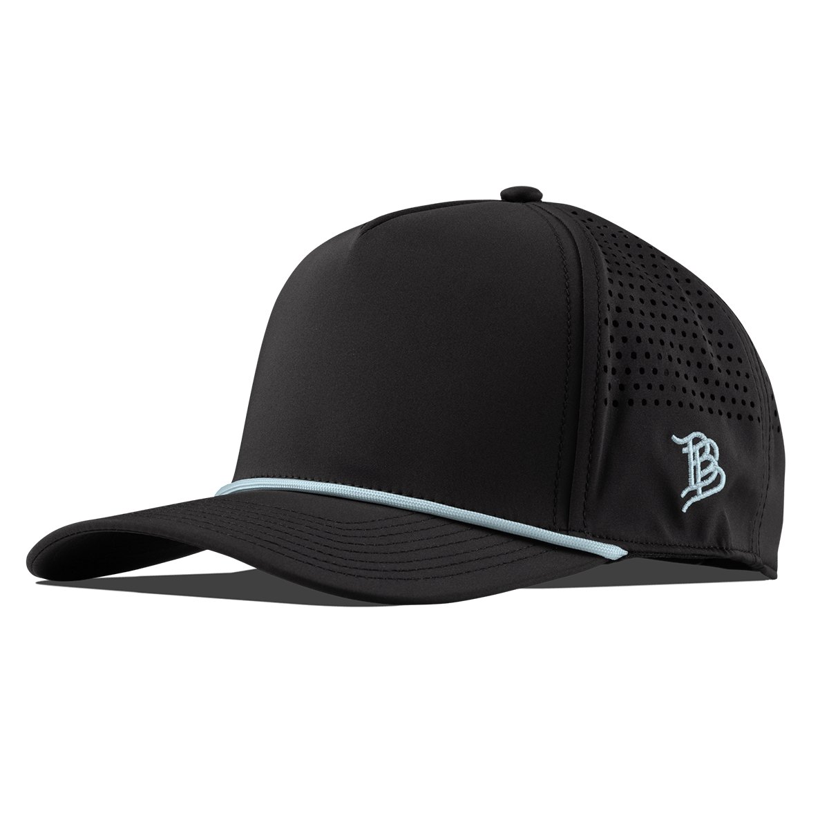 Branded Bills Bare Curved 5 Panel Rope in Black + Sky Blue Rope