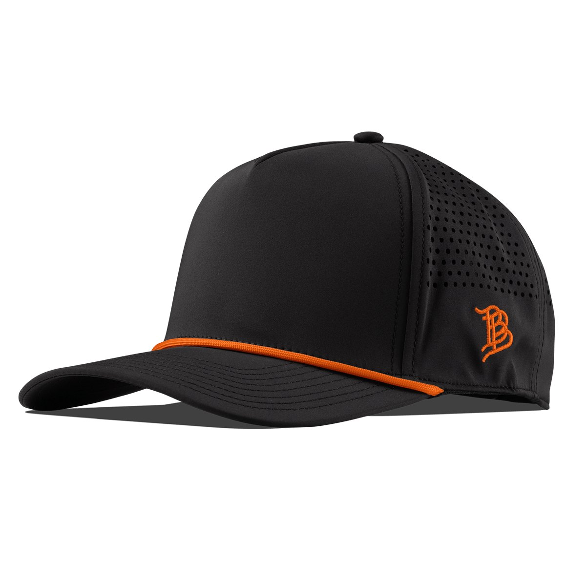 Branded Bills Bare Curved 5 Panel Rope in Black + Tangerine Rope