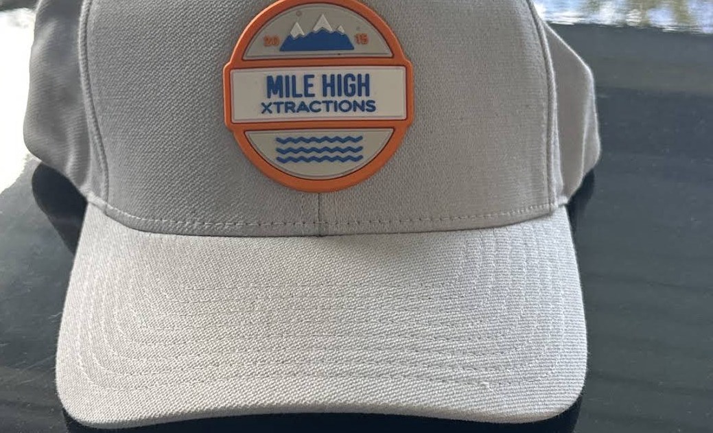 Custom gray Mile High Xtractions patch hat