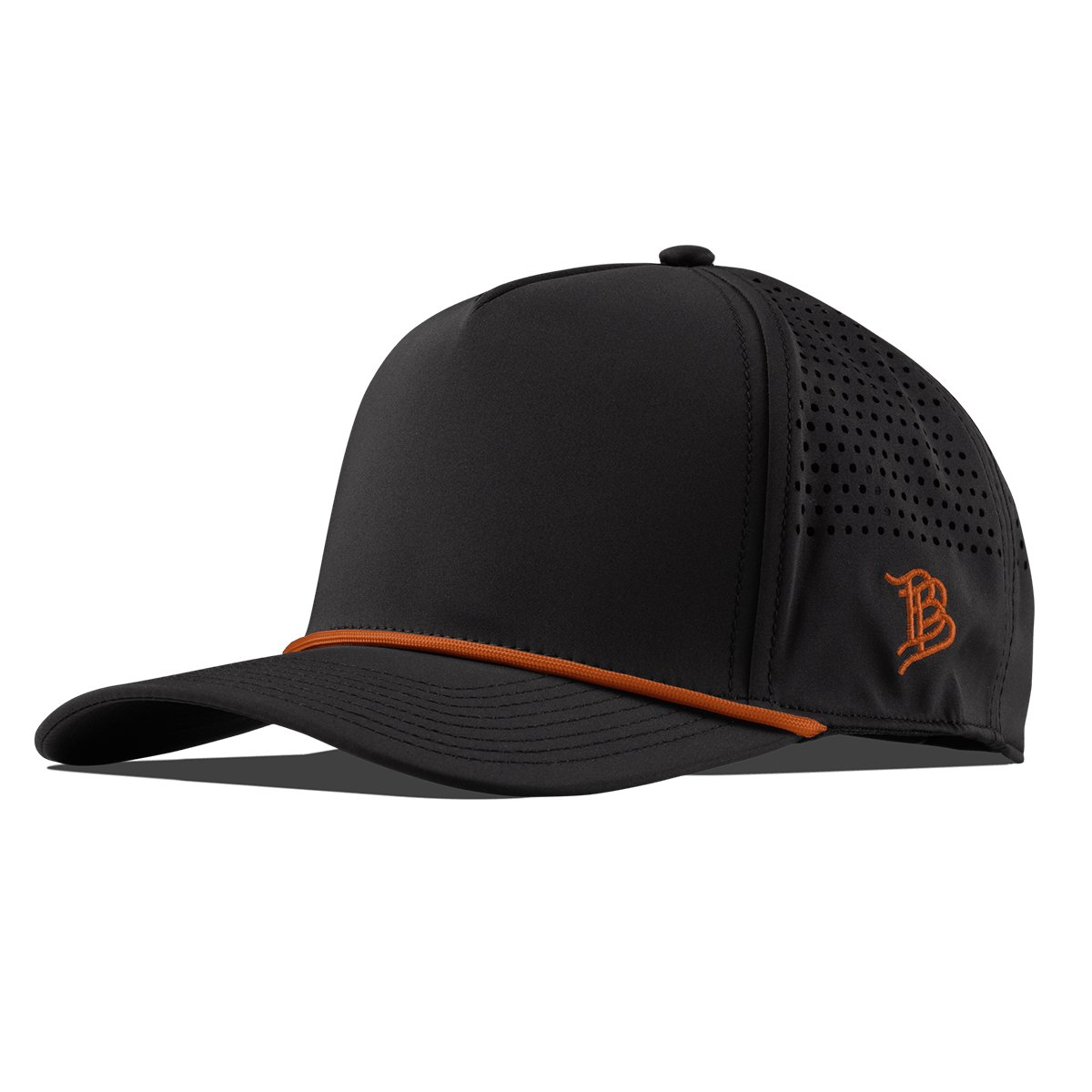 Branded Bills Bare Curved 5 Panel Rope in Black + Burnt Orange Rope