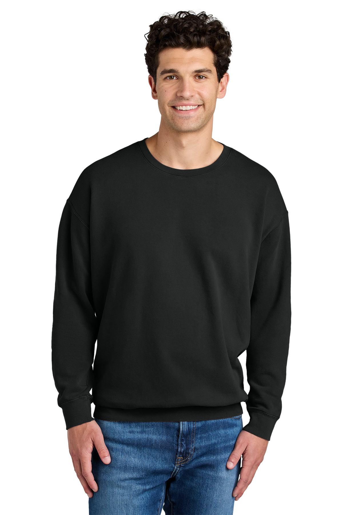 Comfort Colors Lightweight Crewneck Sweatshirt in Black