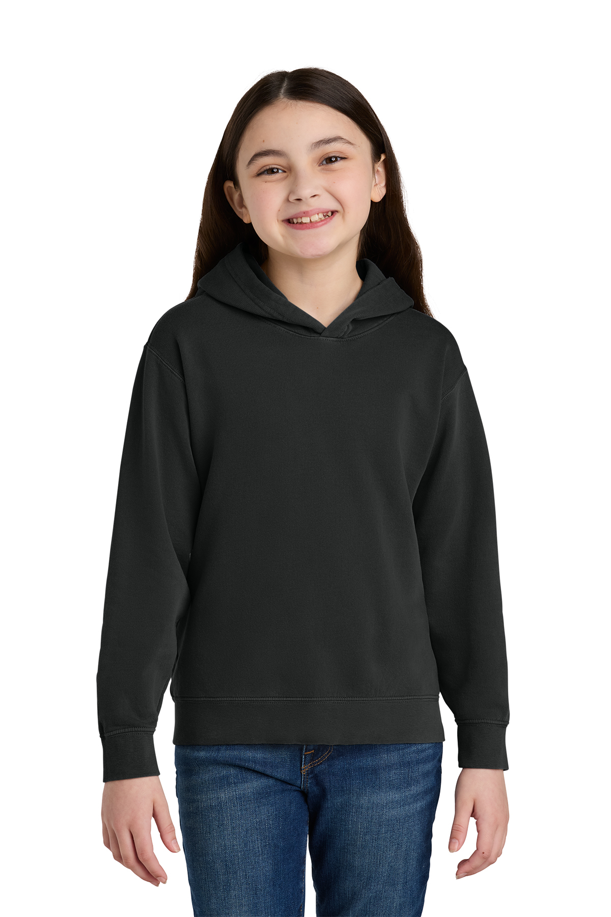Comfort Colors Youth Lightweight Hooded Sweatshirt in Black