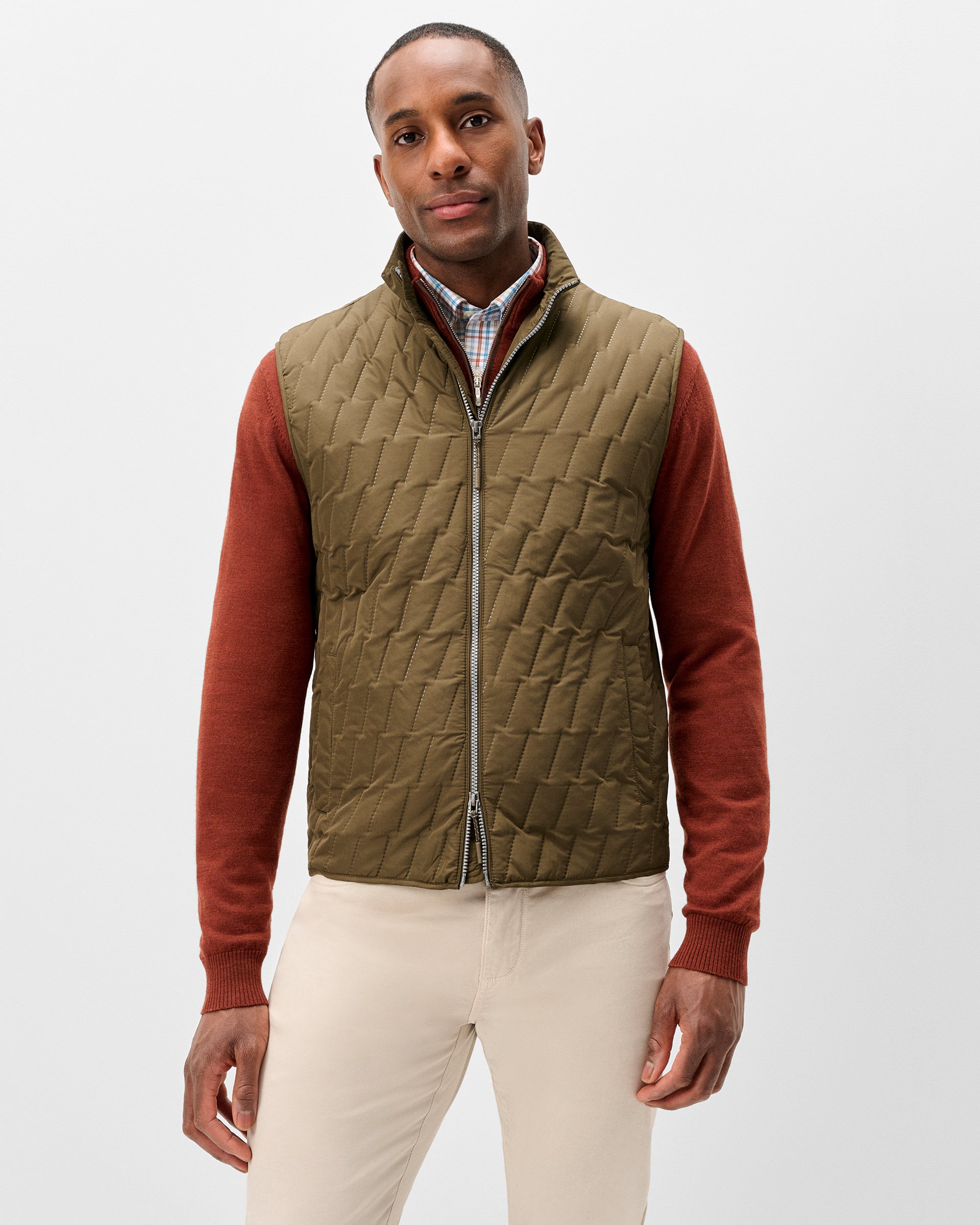 Johnnie-O Belfry Quilted Puffer Vest in Cocoa