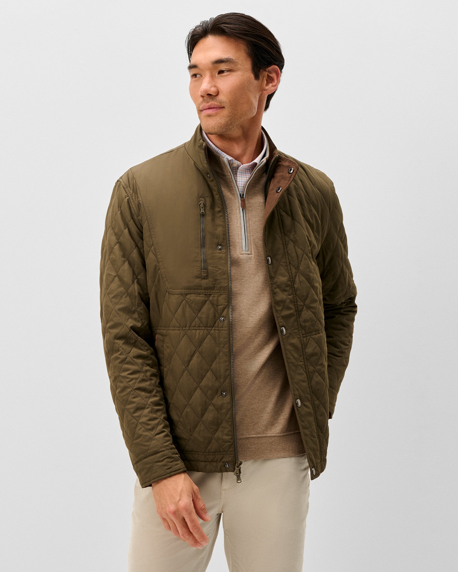 Johnnie-O Juno Quilted Snap Jacket in Rossa