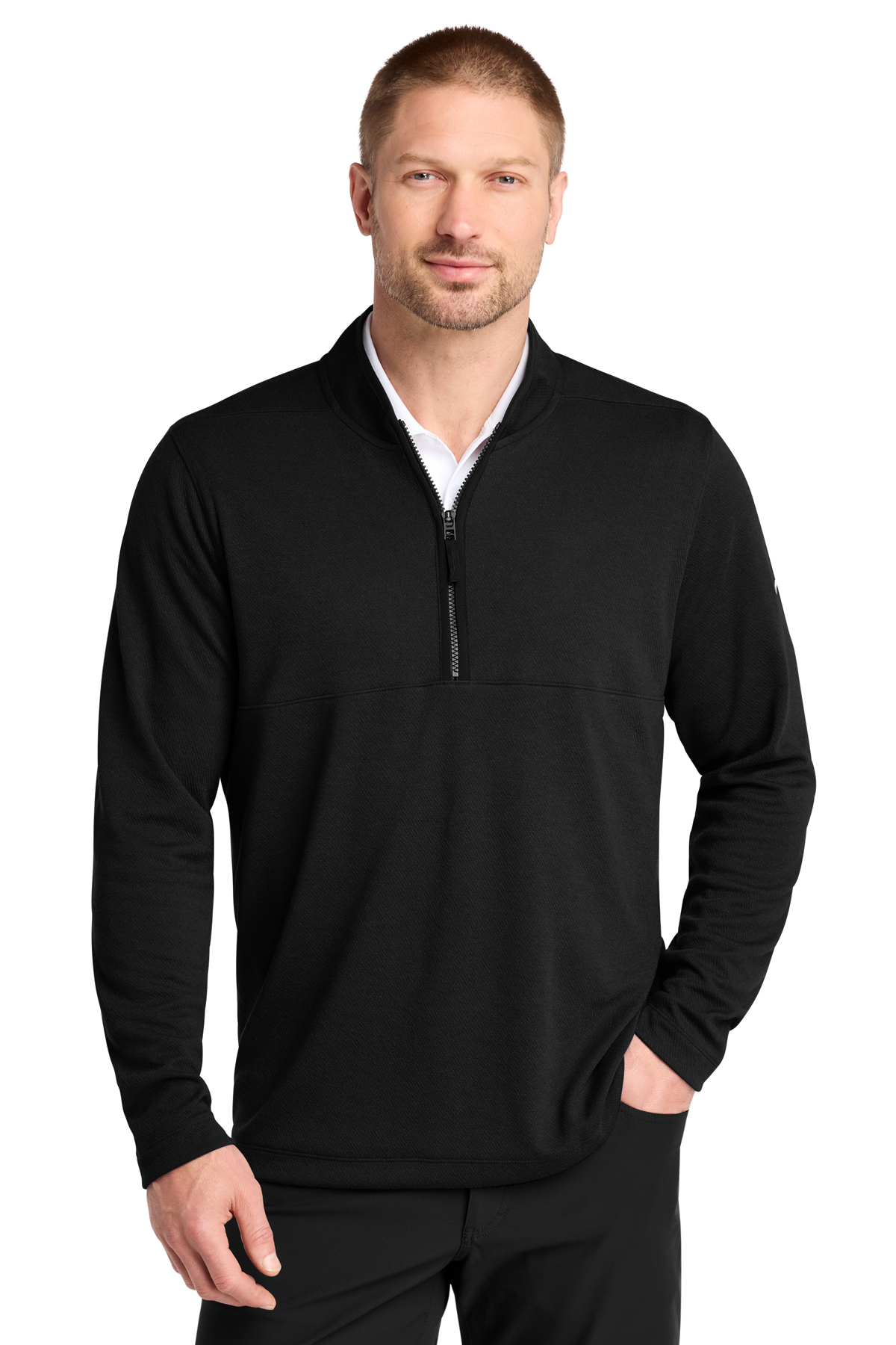 Nike Textured 1/2-Zip Cover-Up in Black