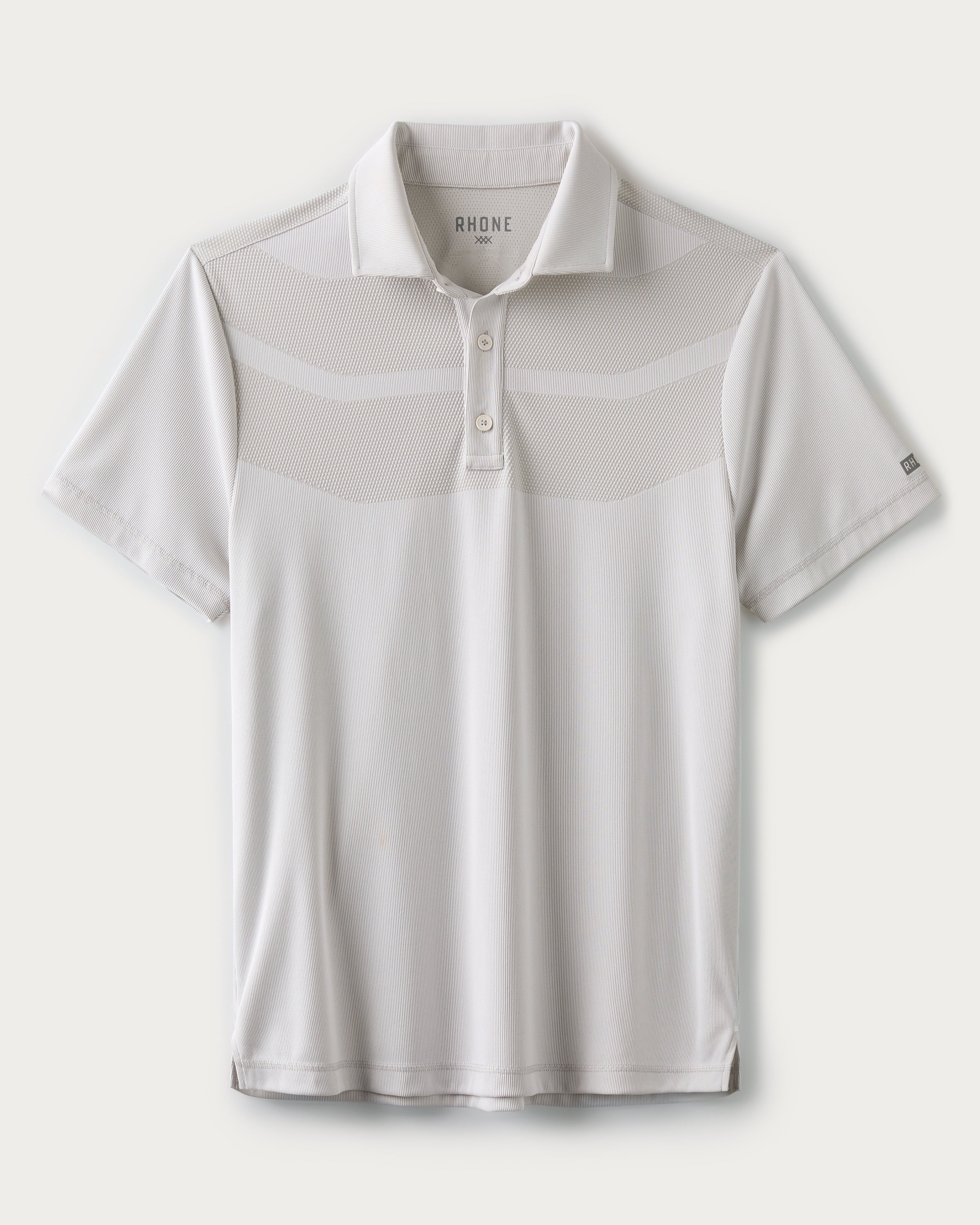 Rhone Cross-Court Polo in Bright White/Sleet Gray