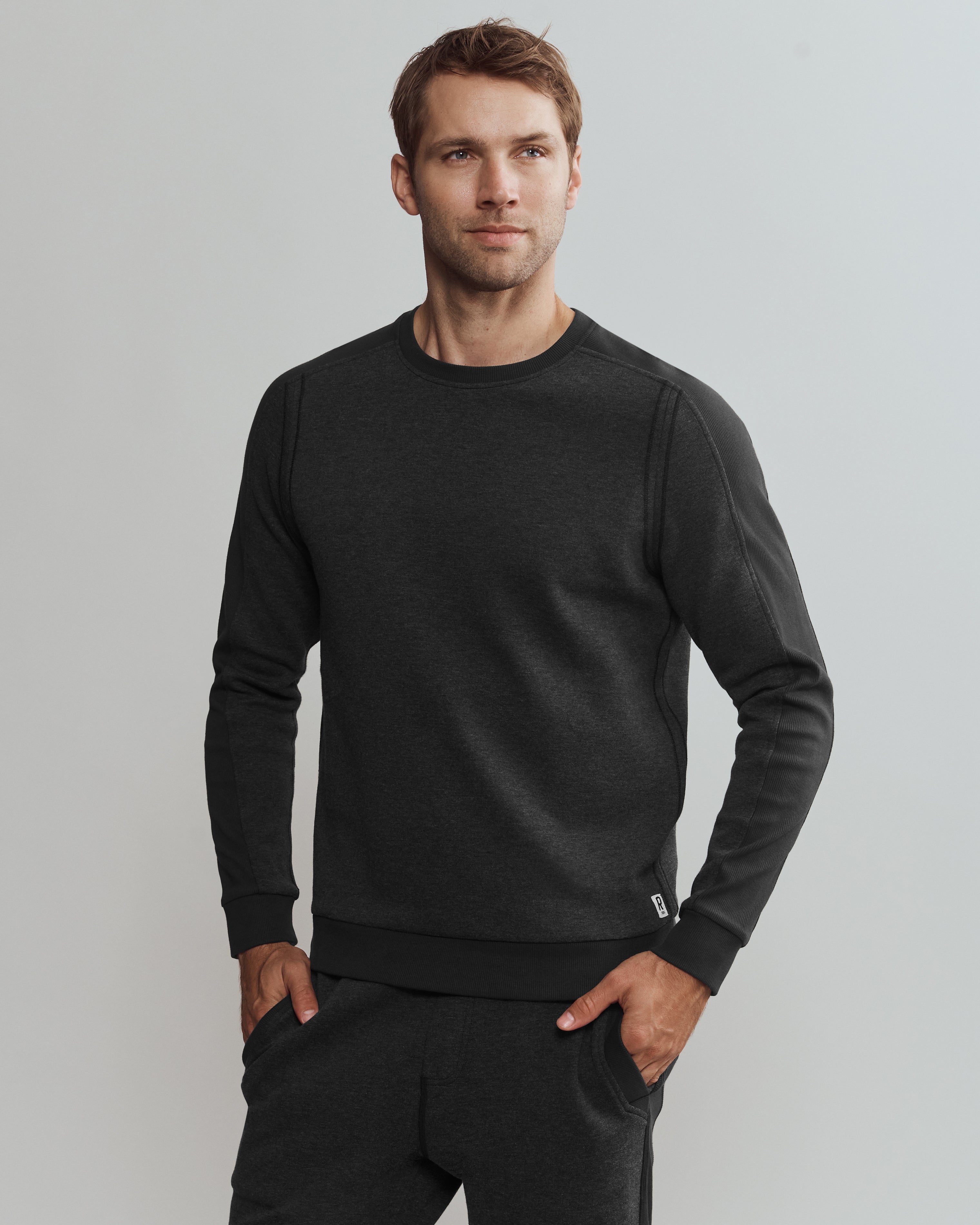 Rhone Heritage Midweight Crew Neck Sweatshirt in Black Heather