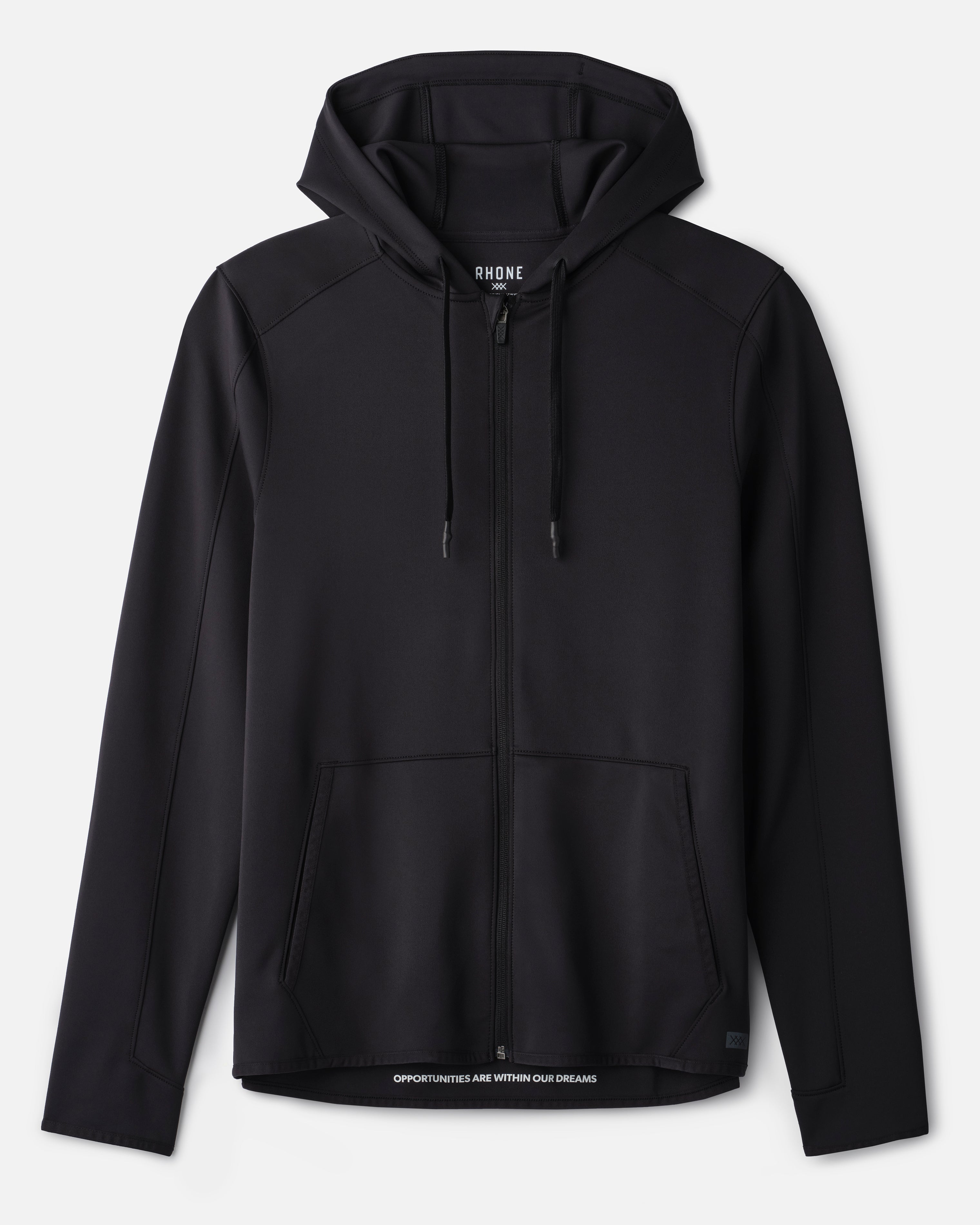 Rhone Warm Up Tech Full Zip Hoodie in Black