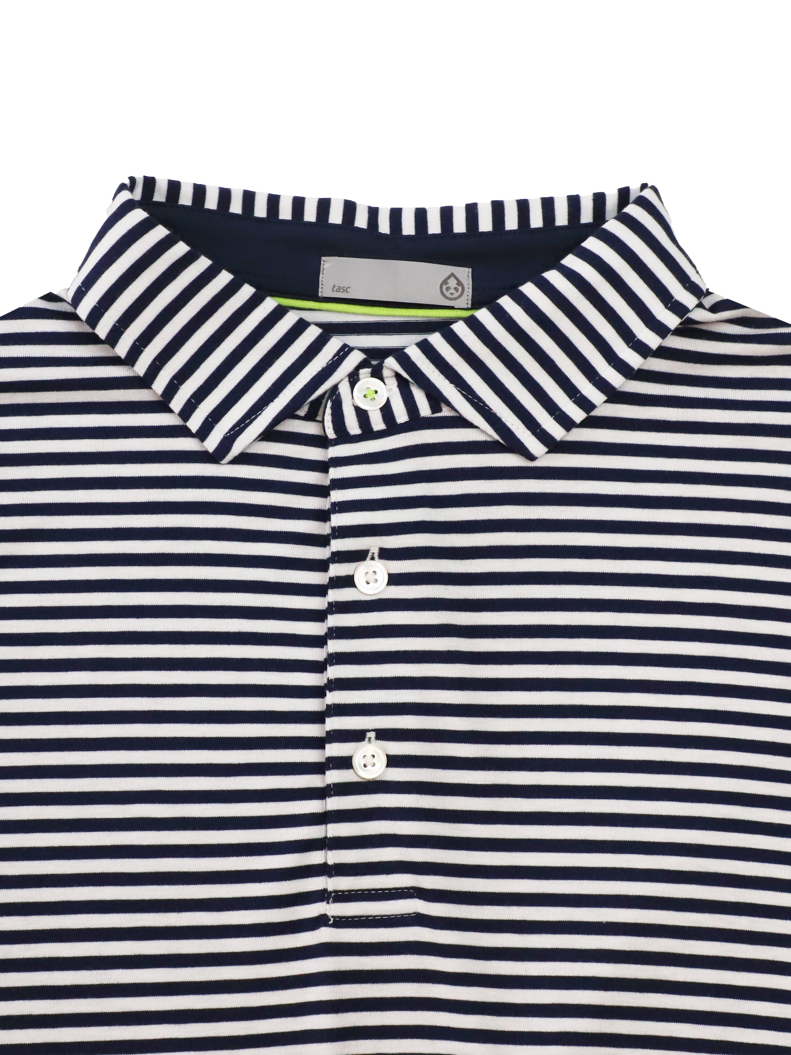 Tasc Cloud Polo Air Stripe in Classic Navy/White