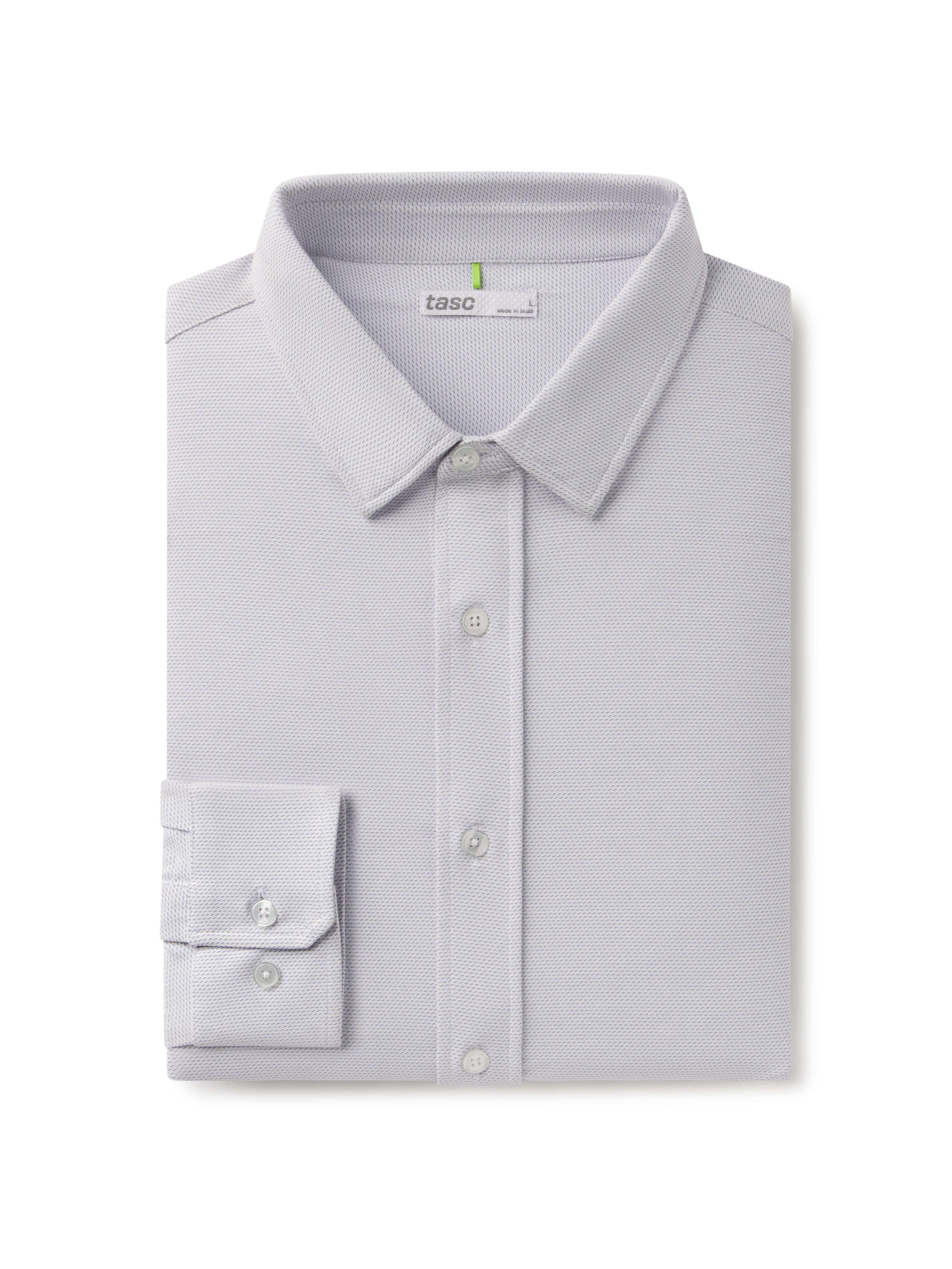 Tasc Wayfarer Knit Button Down in Iris Birdseye